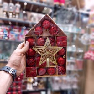 پک کریسمس گوی ستاره سر درخت جعبه هدیه و انواع آویز مدل لاکچری niker toy