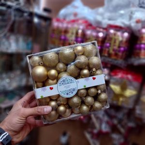 پک گوی 6 سانتی طلایی کریسمس گوی ستاره سر درخت جعبه هدیه و انواع آویز مدل لاکچری niker toy