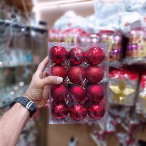 پک گوی 6 سانتی قرمز کریسمس گوی ستاره سر درخت جعبه هدیه و انواع آویز مدل لاکچری niker toy